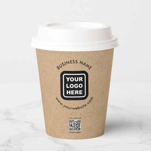 Benutzerdefiniertes QR-Code Business-Logo Modern K Pappbecher (Vorderseite)