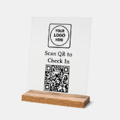 Benutzerdefiniertes QR-Code Check-In Logo Schwarze Acrylschild (Winkel)