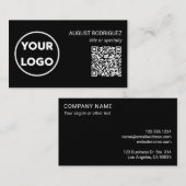 Benutzerdefiniertes QR-Code-Firmenlogo Modern Blac Visitenkarte (Vorne/Hinten)