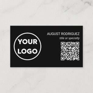Benutzerdefiniertes QR-Code-Firmenlogo Modern Blac Visitenkarte