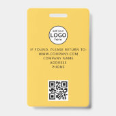 Benutzerdefiniertes QR-Code Gelbes Abzeichen Ausweis (Rückseite)