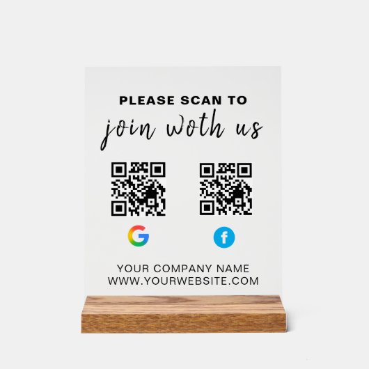 Benutzerdefiniertes QR-Code-Geschäfts-Acryl-Schild Acrylschild (Vorderseite)