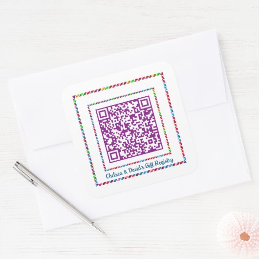 Benutzerdefiniertes QR Code Jellyboa Color Frame G Quadratischer Aufkleber (Umschlag)