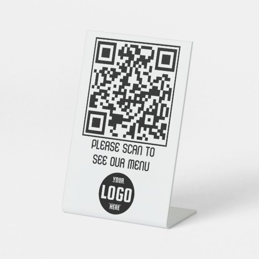 Benutzerdefiniertes QR-Code Menü Pedestzeichen für Sockelschild (Vorderseite)
