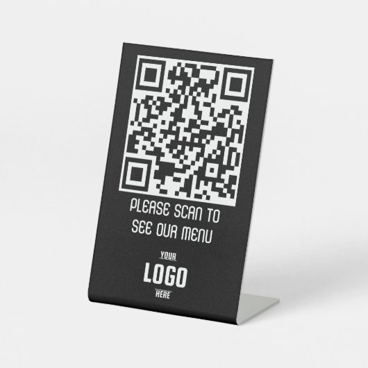 Benutzerdefiniertes QR-Code Menü Pedestzeichen für Sockelschild (Vorderseite)