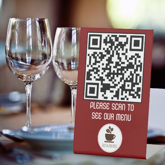 Benutzerdefiniertes QR-Code Menü Pedestzeichen für Sockelschild