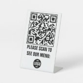 Benutzerdefiniertes QR-Code Menü Pedestzeichen für Sockelschild (Vorderseite)