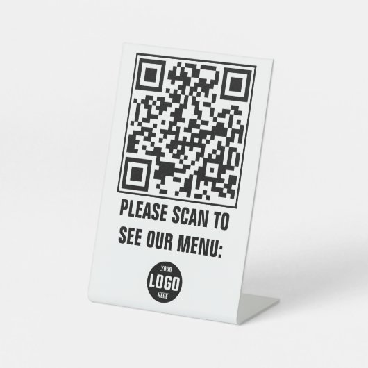 Benutzerdefiniertes QR-Code Menü Pedestzeichen für Sockelschild (Vorderseite)