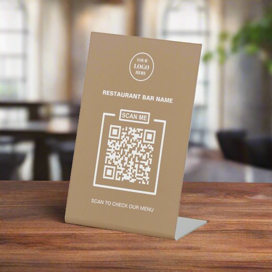 Benutzerdefiniertes QR-Code Rustikales Geschäftsme Sockelschild