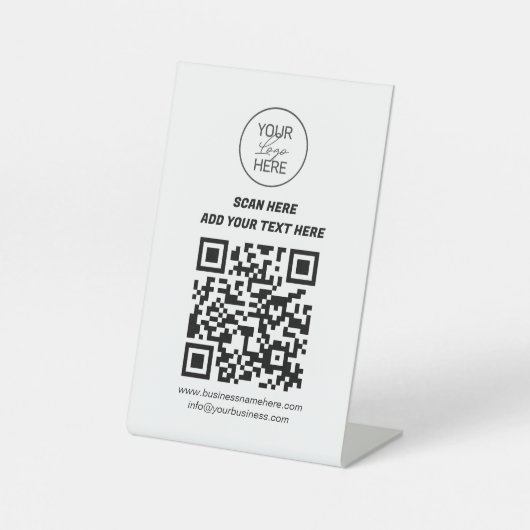 Benutzerdefiniertes QR-Code Tabellenzeichen mit Lo Sockelschild (Vorderseite)