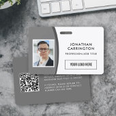Benutzerdefiniertes QR-Foto Logo Grau Mitarbeiter- Ausweis