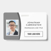 Benutzerdefiniertes QR-Foto Logo Grau Mitarbeiter- Ausweis (Vorderseite)