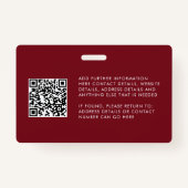 Benutzerdefiniertes QR-Foto Logo Red Employee ID-A Ausweis (Rückseite)