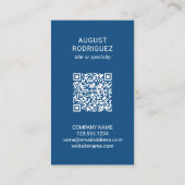 Benutzerdefiniertes QR-Logo Modern Blau Visitenkarte (Rückseite)