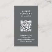 Benutzerdefiniertes QR-Logo Modernes Dunkles Grau Visitenkarte (Rückseite)