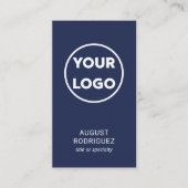 Benutzerdefiniertes QR-Logo Modernes Navy Blue Visitenkarte (Vorderseite)