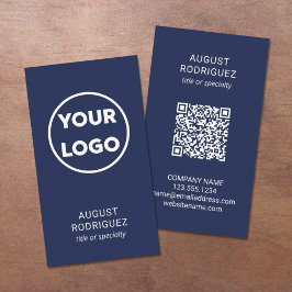 Benutzerdefiniertes QR-Logo Modernes Navy Blue Visitenkarte