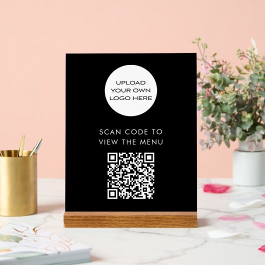 Benutzerdefiniertes QR-Menü Scan-Logo schwarz Acrylschild (Hochzeit)