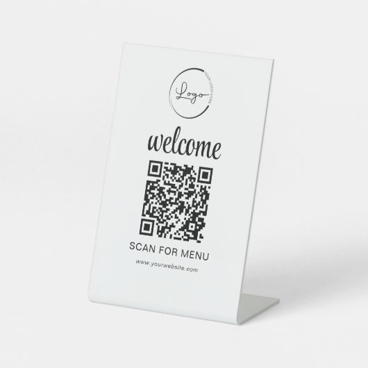 Benutzerdefiniertes QR-Menü Text Modernes Geschäft Sockelschild (Vorderseite)