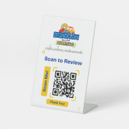 Benutzerdefiniertes QR-Review-Tischschild mit Logo Sockelschild