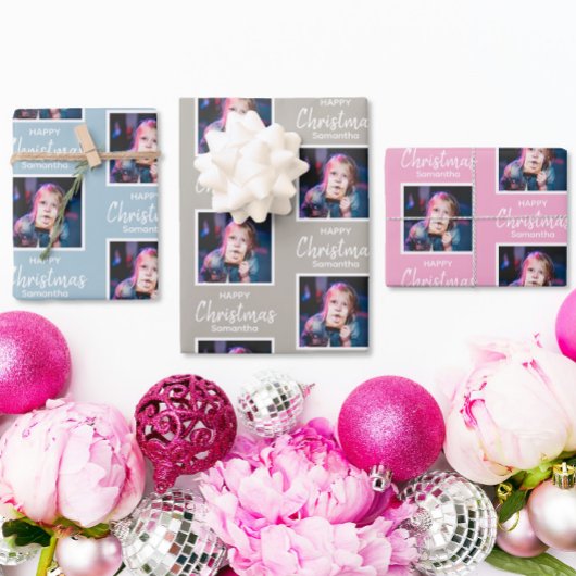Benutzerdefiniertes quadratisches Foto Weihnachtsw Geschenkpapier Set