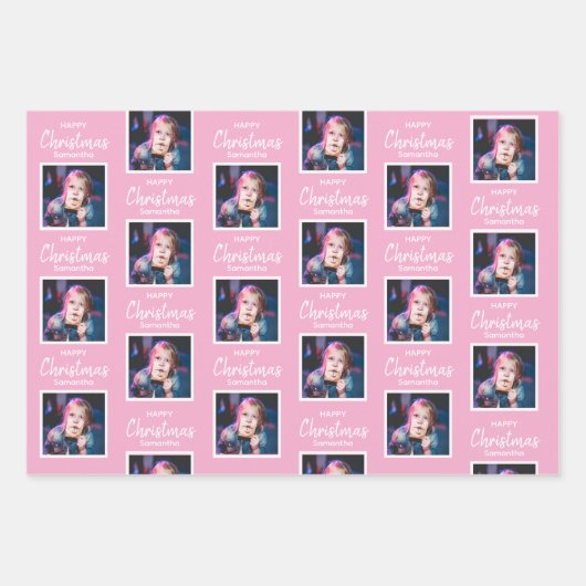 Benutzerdefiniertes quadratisches Foto Weihnachtsw Geschenkpapier Set (Vorderseite 3)