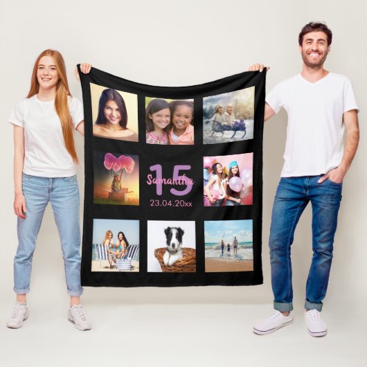 Benutzerdefiniertes Quinceanera-Foto mit schwarzem Fleecedecke (Beispiel)