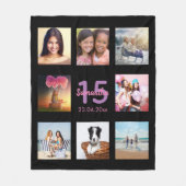 Benutzerdefiniertes Quinceanera-Foto mit schwarzem Fleecedecke (Vorderseite)