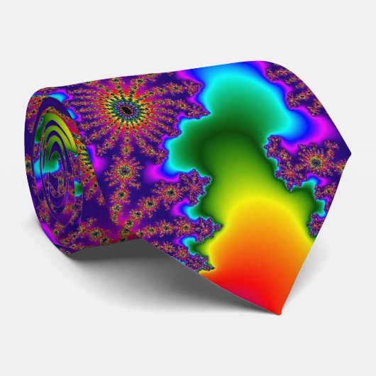 Benutzerdefiniertes Rainbow-Fraktal Burst-Krawatte Krawatte (Gerollt)