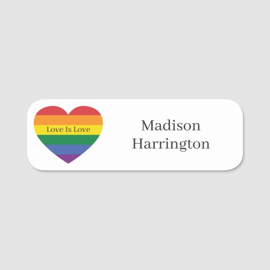 Benutzerdefiniertes Rainbow-Herz Namensschild (Vorderseite)