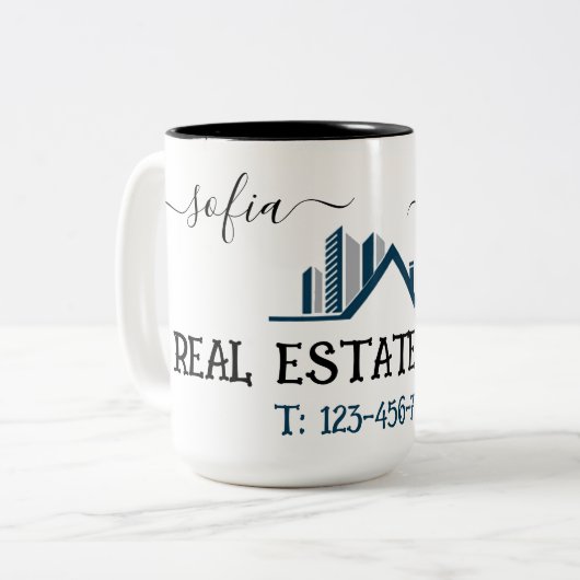 Benutzerdefiniertes Real Anwesen Agent Small Busin Zweifarbige Tasse (Vorderseite Links)