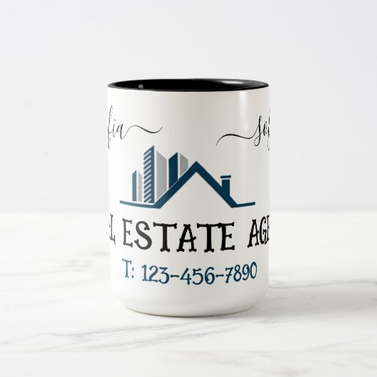 Benutzerdefiniertes Real Anwesen Agent Small Busin Zweifarbige Tasse (Mittel)