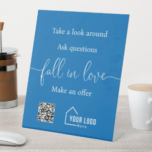 Benutzerdefiniertes Real Anwesen QR-Code Logo Open Sockelschild