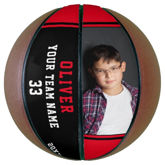 Benutzerdefiniertes Red Basketball Name Team Foto (Vertikal)