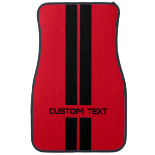 Benutzerdefiniertes Red & Black Racing Stripes-Ges Autofußmatte