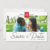 Benutzerdefiniertes Red Chic Foto Sofort Verlobtes Save The Date (Vorderseite)