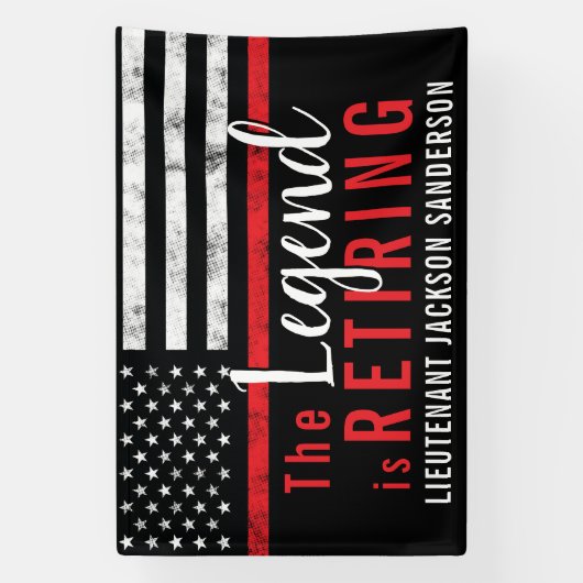 Benutzerdefiniertes Red Line Firefighter Retiremen Banner (Vertikal)