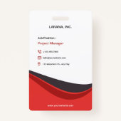 Benutzerdefiniertes Red Modern Employee Details ID Ausweis (Rückseite)
