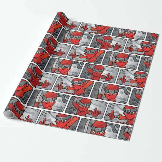 Benutzerdefiniertes Red Ninja Design Geschenkpapier (Ungerollt)