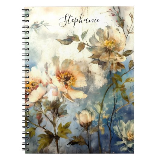 Benutzerdefiniertes reflektierendes dunkles floral notizblock (Vorderseite)