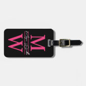 Benutzerdefiniertes Reisender Pink Anfangsname Mon Gepäckanhänger (Vorderseite horizontal)