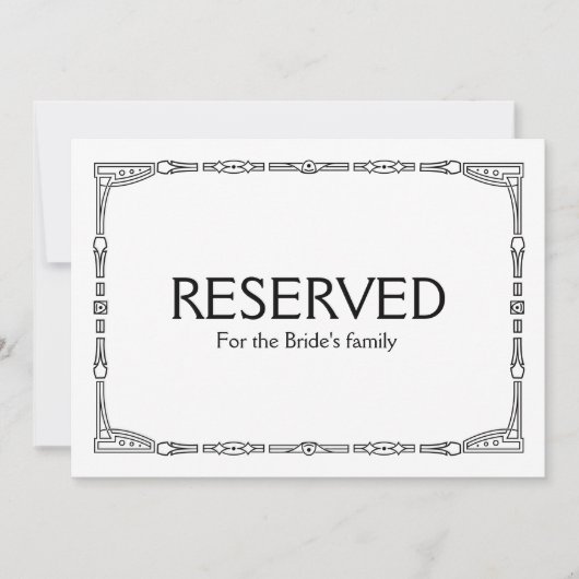 Benutzerdefiniertes "Reserviert" Art-Deco-Zeichen  (Vorderseite)