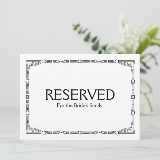 Benutzerdefiniertes "Reserviert" Art-Deco-Zeichen (Stehend Vorderseite)