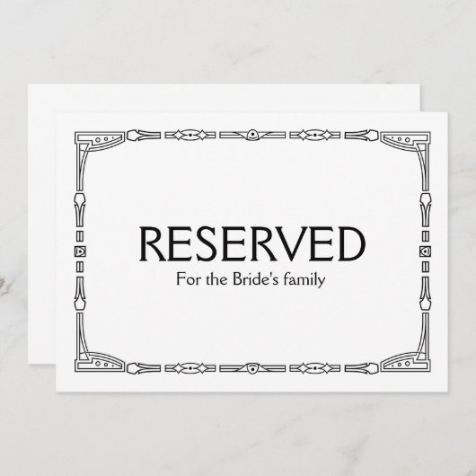 Benutzerdefiniertes "Reserviert" Art-Deco-Zeichen (Vorne/Hinten)