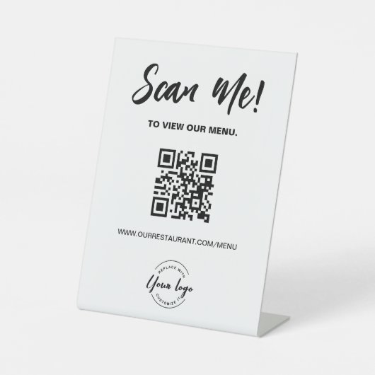 Benutzerdefiniertes Restaurant Menü QR-Code Scan M Sockelschild (Vorderseite)