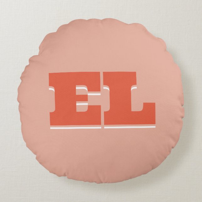 Benutzerdefiniertes Retro Fett-Uni Dorm Monogram Rundes Kissen (Vorderseite)