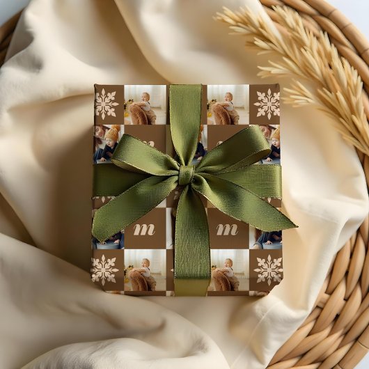 Benutzerdefiniertes Retro-Foto-Monogramm Geschenkpapier