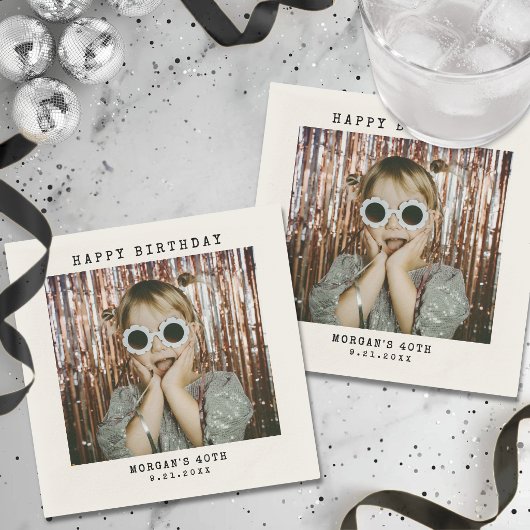 Benutzerdefiniertes Retro-Foto zum Geburtstag Serviette