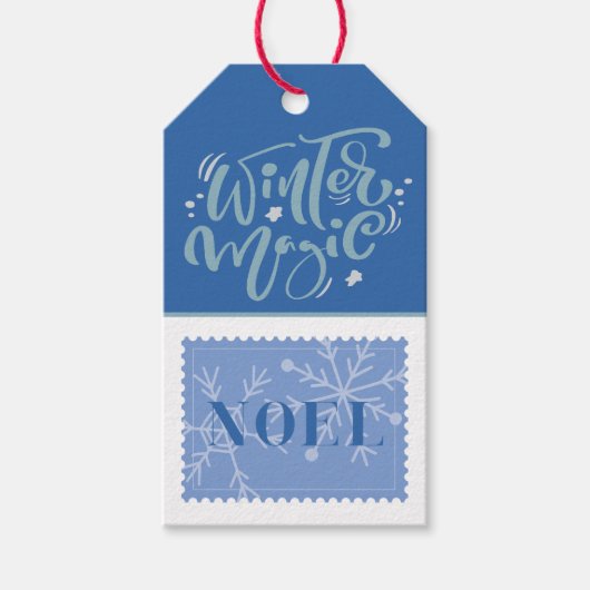 Benutzerdefiniertes Retro Paper Briefmarke Weihnac Geschenkanhänger (Vorderseite)