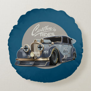 Benutzerdefiniertes Retro-Rennwagen-Design im Scie Rundes Kissen